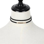 Collier ras du cou double plus haut avec anneaux métalliques – Collier noir pour femmes de style bohème pour femmes 