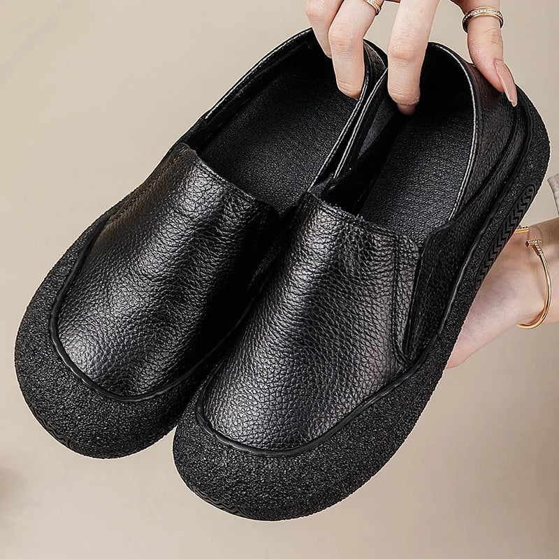 Feerldi Damen Leder Flats WB-222E – Oxfords faits à la main pour les petites filles, comme des mocassins et des mocassins à enfiler