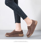 TIMETANG Damen Loafers Flats – Handgefertigte Mokassins aus echtem Leder, Slip-On, runde Zehen, Plattform Schuhe für Frühling &amp; Herbst