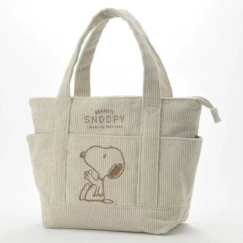 Disney Snoopy Cord Tote Bag - Große Cord Schulter- &amp; Handtasche mit Reißverschluss, viel Stauraum &amp; süßem Cartoon-Design 