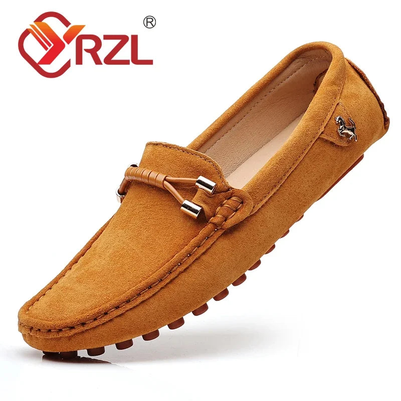 YRZL Herren Wildleder Loafer – Weiche Driving Mokassins aus echtem Leder, Slip-On Flats in Übergrößen bis 48