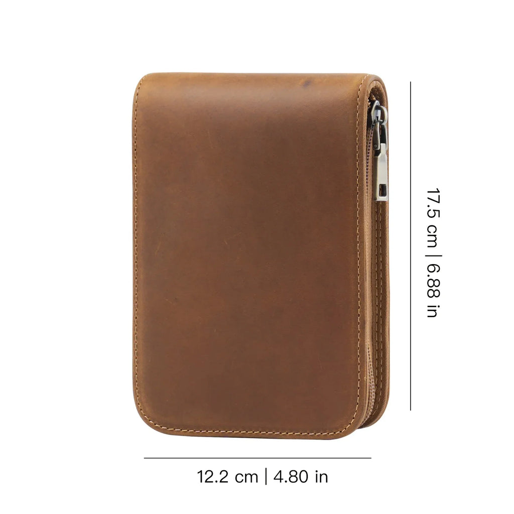 Echtes Leder Federmäppchen mit 12 Stift-Slots – Große Kapazität Zipper-Etui für Büro, Schule & Reisen