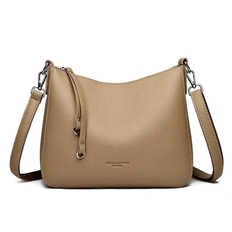 VANDERWAH Damen Schultertasche aus echtem weichem Leder – Luxus Crossbody & Casual Tote Bag