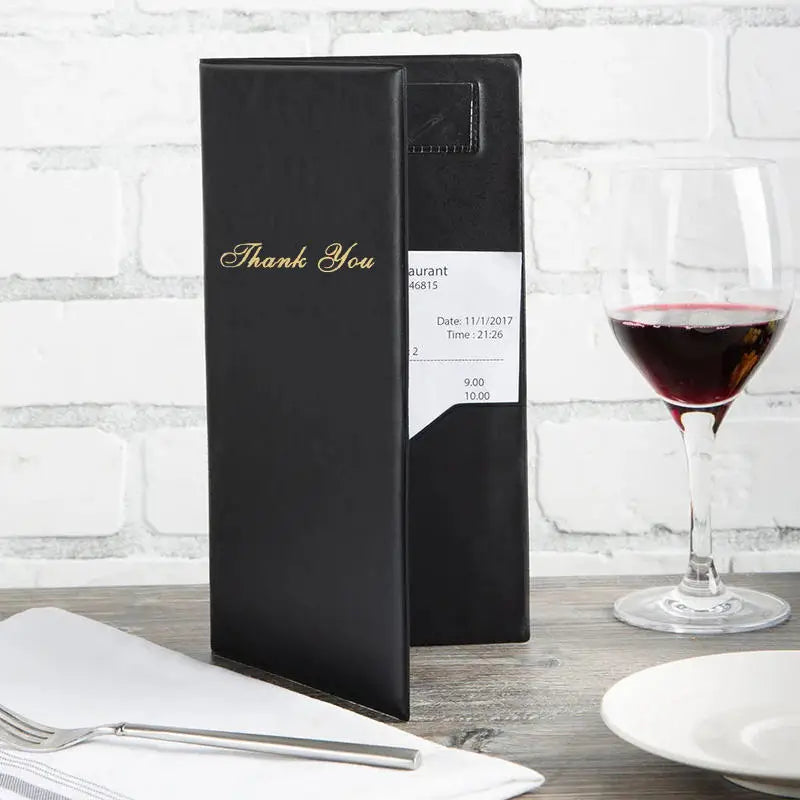 Carpeta de menú de cuero de primera calidad, tarjetero para cheques de invitados, presentador de cheques de restaurante, carpeta de menú para mesero, organizador de chequera 