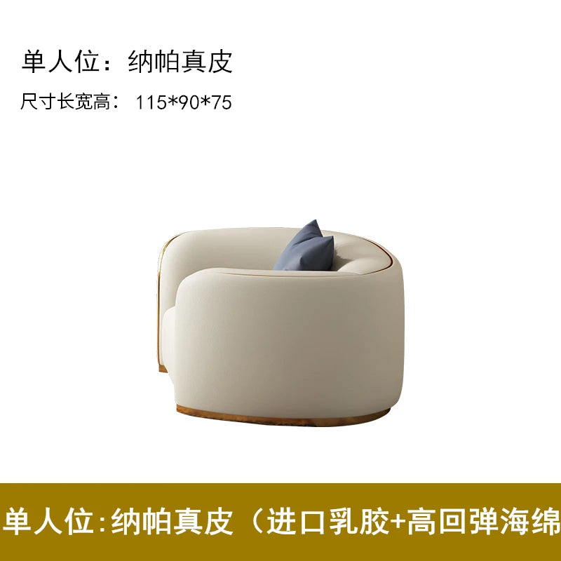 Luxuriöses Vollleder Designer-Sofa – Modernes 2,8 m Lounge-Sofa aus Rindsleder mit Latex-Polsterung, nordischer Light-Luxury-Stil für Wohnzimmer & Flur