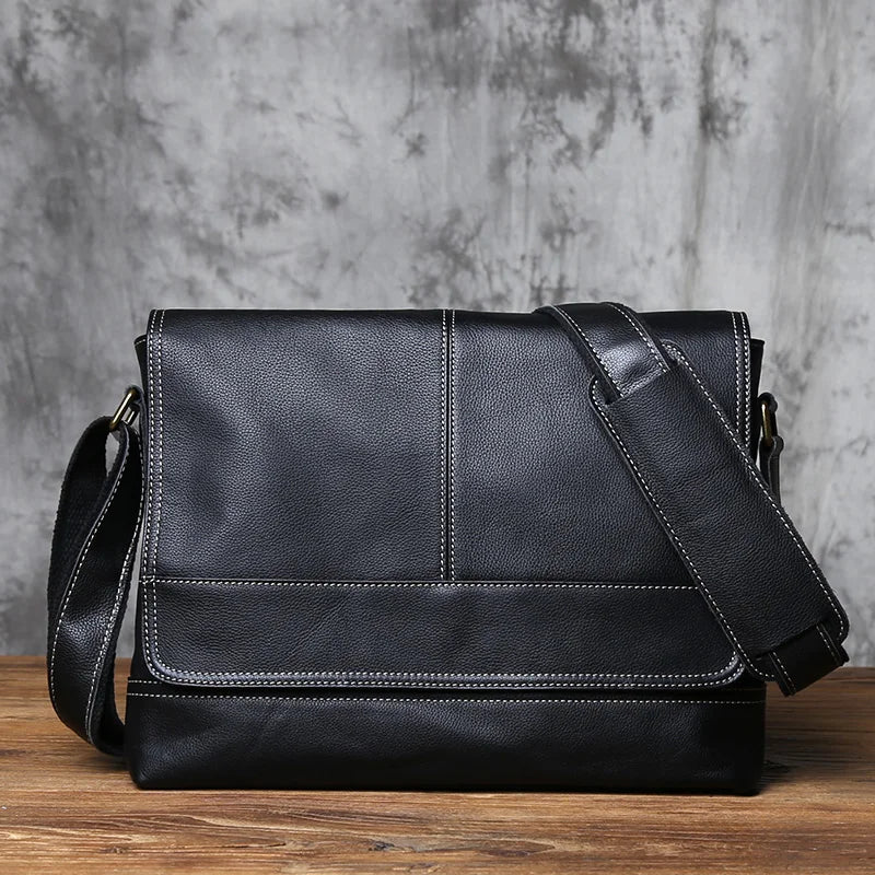 IGETBAG Unisex Messenger Bag – Vintage Canvas & Leder, Crossbody Schultertasche für Damen & Herren, Casual Travel Bag