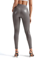 FITTOO Damen Winter Lederleggings High Waist – Skinny Push-Up PU Leggings mit Samt-Innenfutter & Stretch