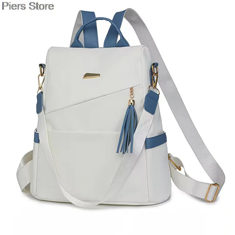 Großer Damen Rucksack aus weichem Lederlook – Modischer Softback Studentinnen-Rucksack mit viel Stauraum 