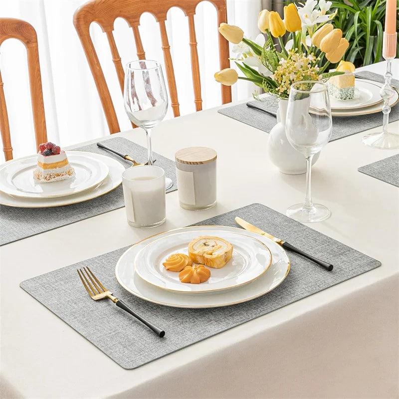 Nordic Square Leder-Tischsets beidseitig – Wasserdichte &amp; hitzeisolierende Platzmatten für Zuhause &amp; Hotel (1/2/3/4 Stück) 