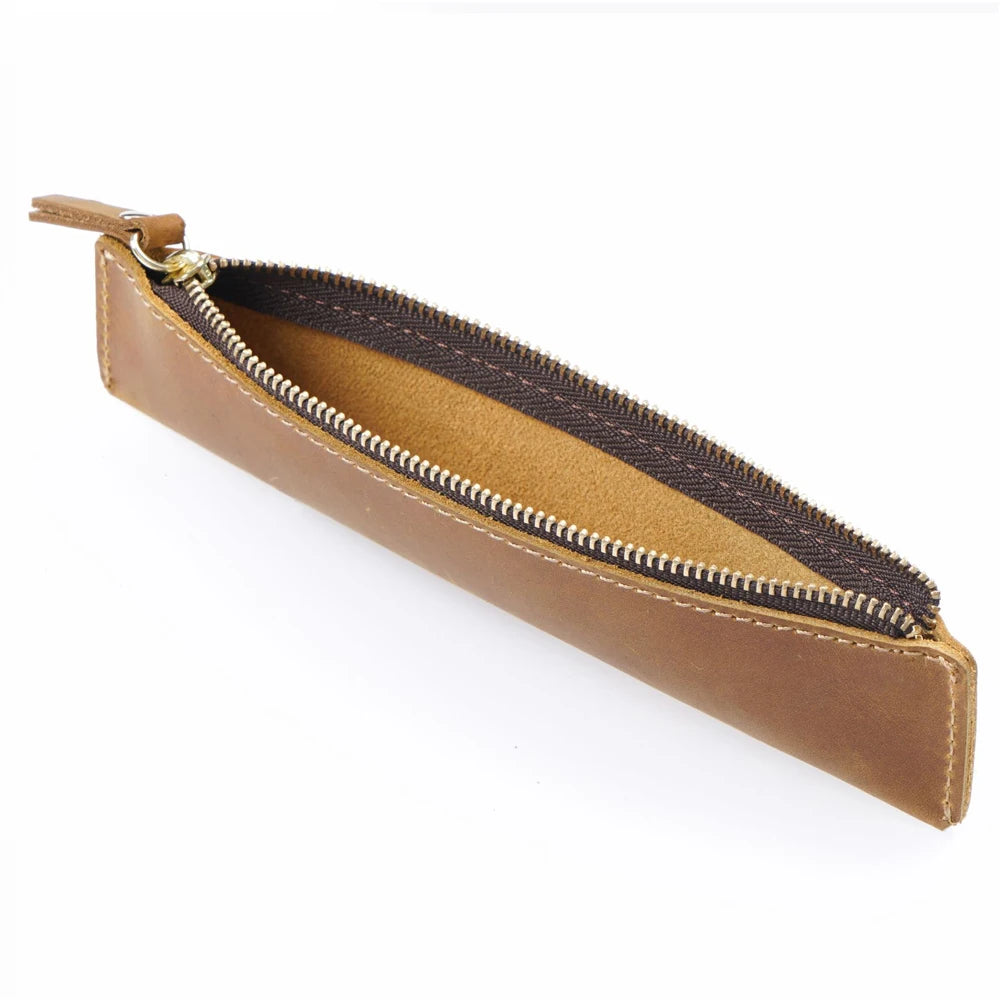 Mini Stifteetui en véritable cuir – Handgefertigter Leder-Organizer für Büro, Schule &amp; Reisen