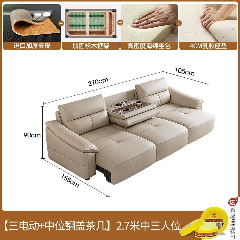 Leder Schlafsofa 2025 – Intelligentes elektrisches Sofa Bett für kleine Wohnungen, multifunktionales Faltsofa im Light-Luxury Design