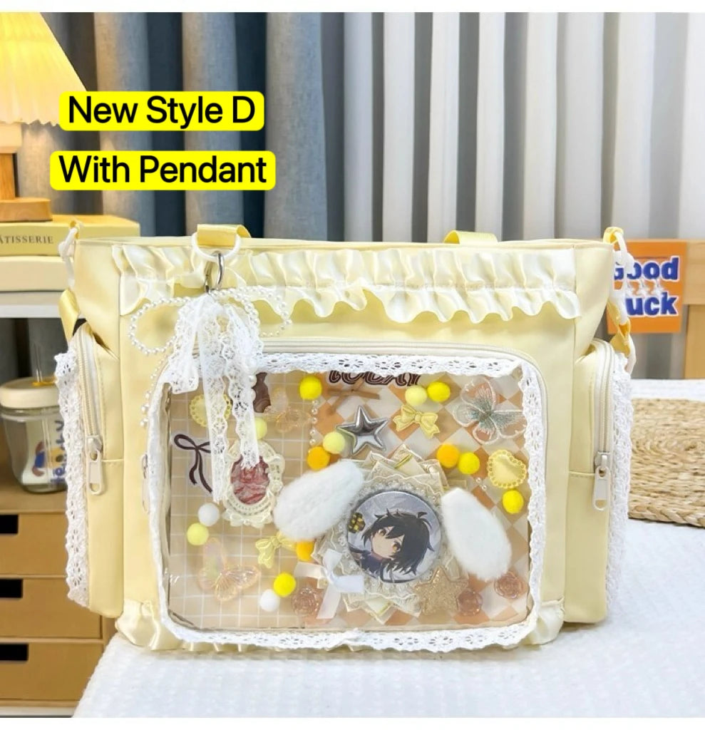 Y2K Ita Bag Damen – Sac fourre-tout transparent et bandoulière au style japonais Lolita, grand sac fourre-tout DIY Display 