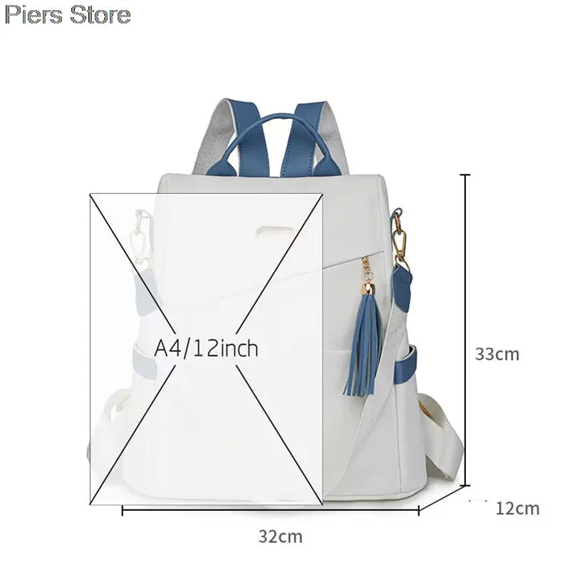 Großer Damen Rucksack aus weichem Lederlook – Modischer Softback Studentinnen-Rucksack mit viel Stauraum