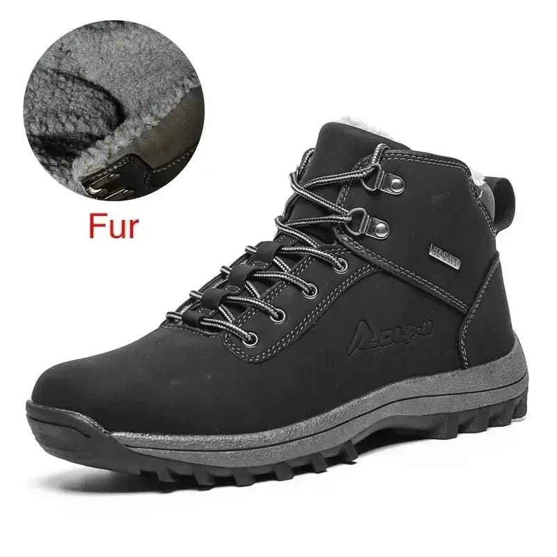 DEKABR Herren Winter Boots – Handgefertigte Schneestiefel aus echtem Leder mit Fell, Wasserdicht, Hoher Schaft, Größen 39-48