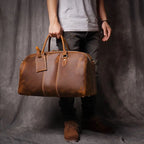 LEATHFOCUS Vintage Reisetasche aus echtem Rindsleder – Bolso grande de viaje y bandolera de cuero Crazy Horse, apto para portátil de 14 pulgadas 