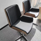 Mid-Century Bürostuhl aus Leder – Höhenverstellbarer Executive Drehstuhl mit Armlehnen & Bentwood-Design für Home Office & Arbeitsplatz