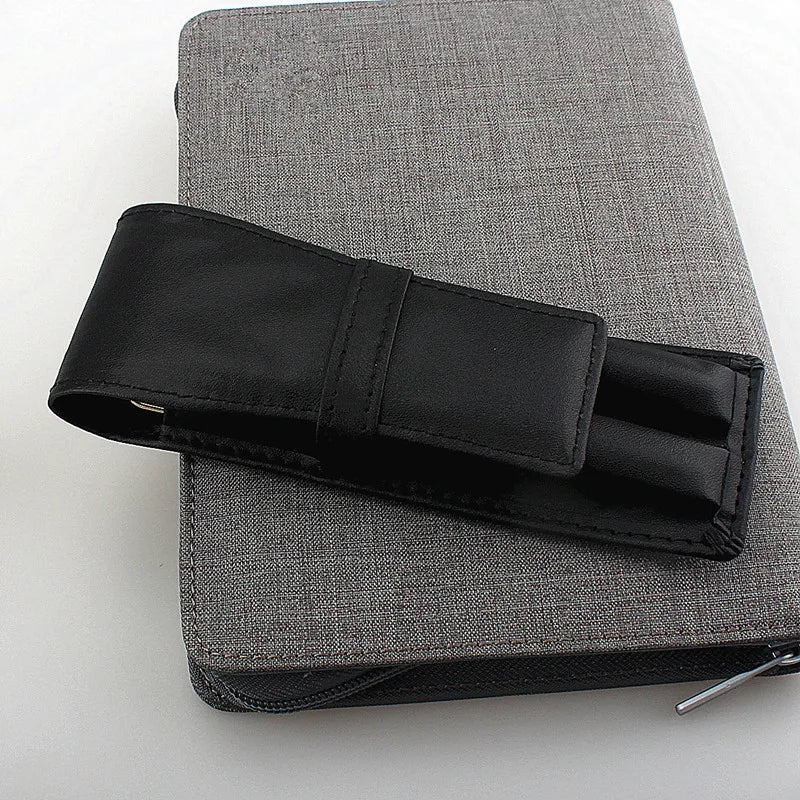 PU Leder Füllfederhalter Etui für 2 Stifte – Elegantes schwarzes Pen Case für Büro & Business Geschenk