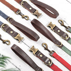 Hundehalsband- und Leinen-Set aus PU-Leder, 9 Farben, personalisiertes Namensschild, Haustierhalsband, Leine für kleine, mittlere und große Hunde