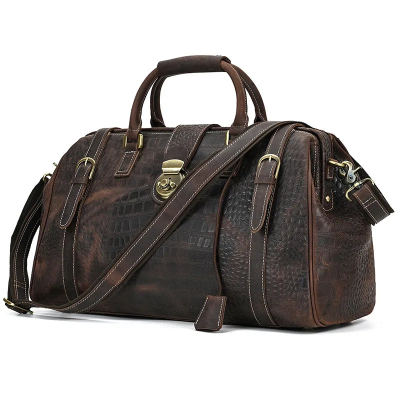 WANTING Herren Leder Weekender – Vintage Reisetasche aus echtem Rindsleder, große Crazy Horse Travel Bag mit Schultergurt für Business & Wochenendreisen