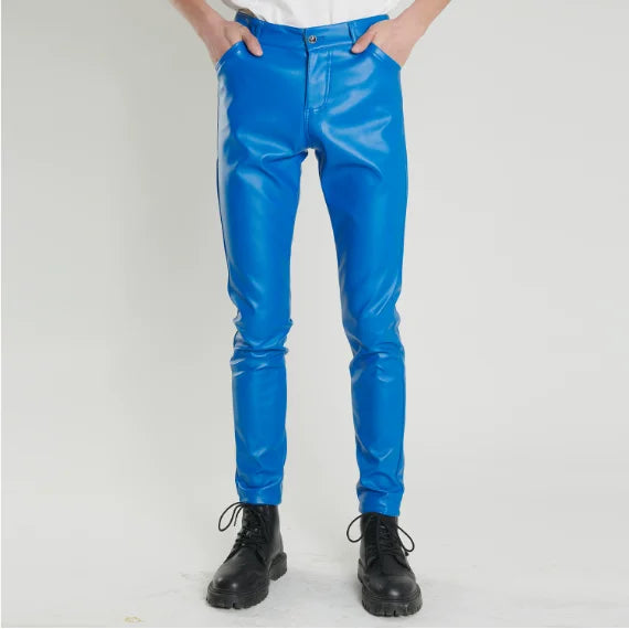 Herren PU Lederhose 2025 – Leichte Slim Pencil Pants en Schwarz &amp; Rot, elastische Bühnen- &amp; Freizeit-Lederhose für Bar, KTV &amp; Performance