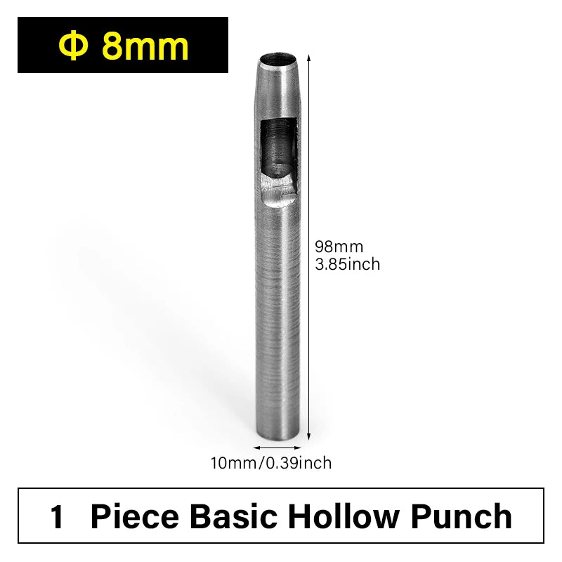 WUTA Runde Lederloch Stanzen Sets – 5–15 tlg. Hohlstanzer aus Carbonstahl für Uhrenarmbänder, Gürtel & DIY-Arbeiten