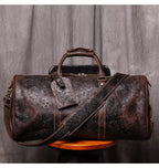 LUOKIR Vintage Leder Tote Reisetasche – Große Travel Duffle Bag aus geprägtem echtem Rindsleder, Premium Wochenend- &amp; Sporttasche