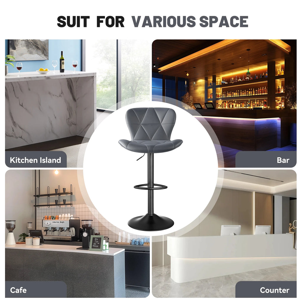 Nalupatio Barhocker 2er Set – Höhenverstellbare 360° Dreh-Barstühle mit Kunstlederpolster für Küche, Theke & Bar