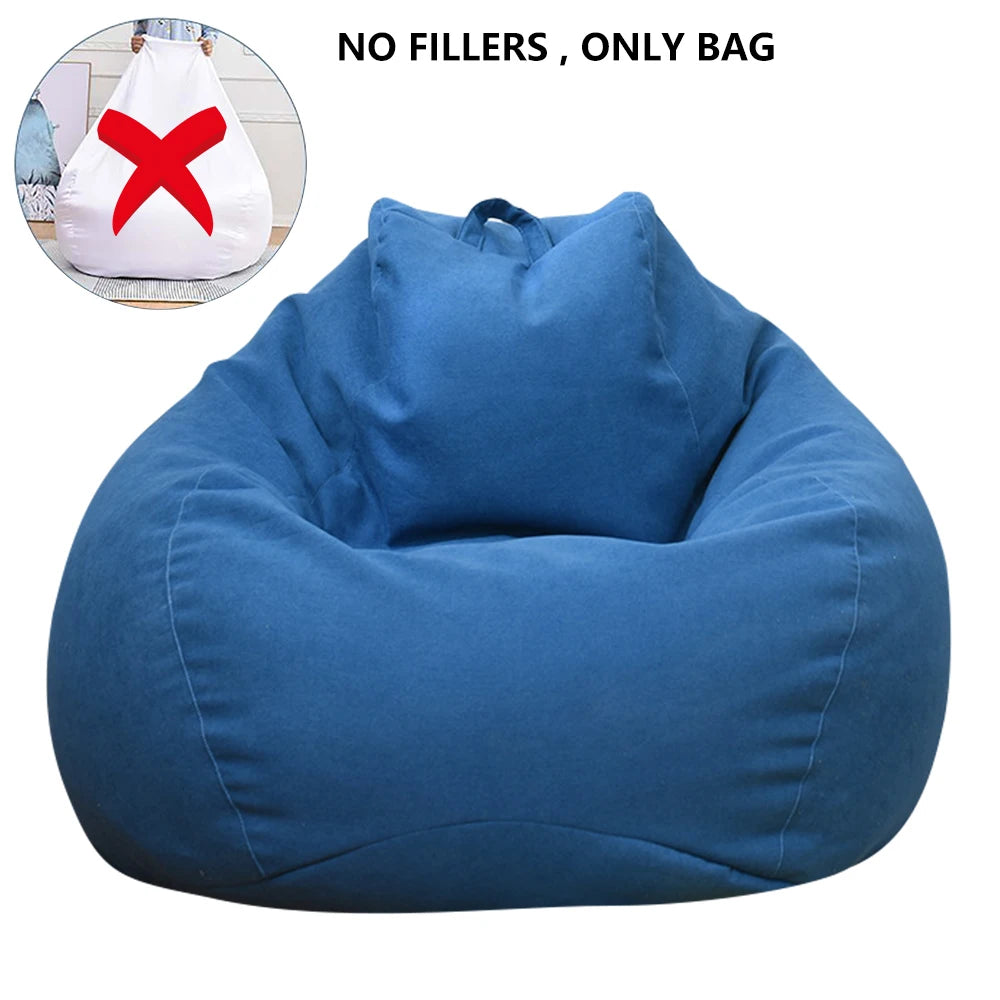 Lazy Sofa Bean Bag Bezug aus Leinenstoff – Sitzsack- &amp; Lounger-Hülle ohne Füllung für Wohnzimmer, Tatami &amp; Lounge 