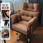 Ergonomischer Relax-Bürostuhl aus Echtleder mit Fußstütze – Verstellbarer Lazy Office Chair mit Liegefunktion, Rollen & Drehmechanik für Homeoffice & Schlafzimmer