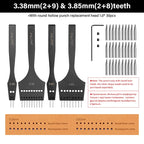 WUTA 3G Plancha para pinchar cuero con Wechselkopf – Professionelles Lederlochwerkzeug aus 4Cr13 Stahl, Austauschbare Chisel- &amp; Punch-Köpfe para bricolaje Lederarbeiten 