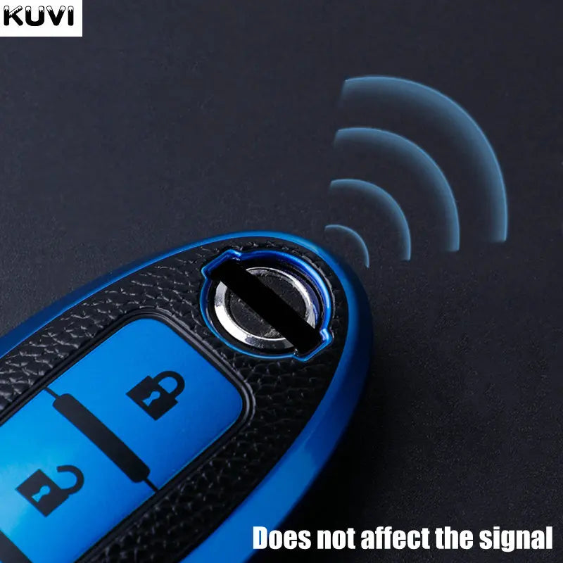 Premium Leder-TPU Autoschlüssel Hülle für Nissan & Infiniti – Robuste Key Case Cover Schale für Qashqai, X-Trail, Juke & mehr