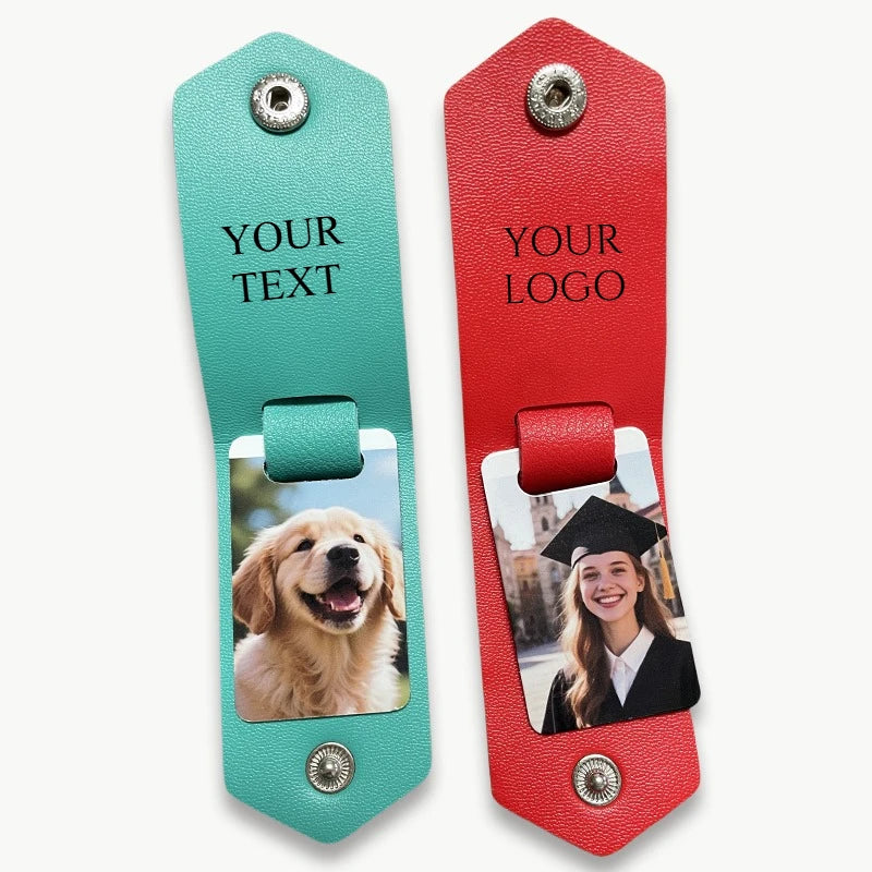 Porte-clés en cuir personnalisé avec photo et gravure – Porte-clés individuel avec texte laser, message émotionnel pour la famille, les amis et les partenaires 