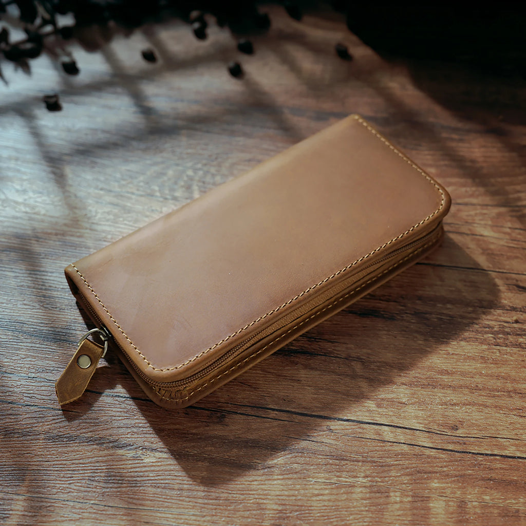 Echtes Leder Stifteetui mit Reißverschluss – Multifunktionale Pen Pouch & Organizer für Schule & Büro