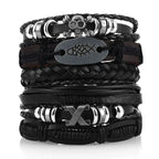 Viking Lederarmband mit Totenkopf – Verstellbares Herren- & Unisex Armband im Neo-Gothic Stil, Geflochtenes Lederarmband