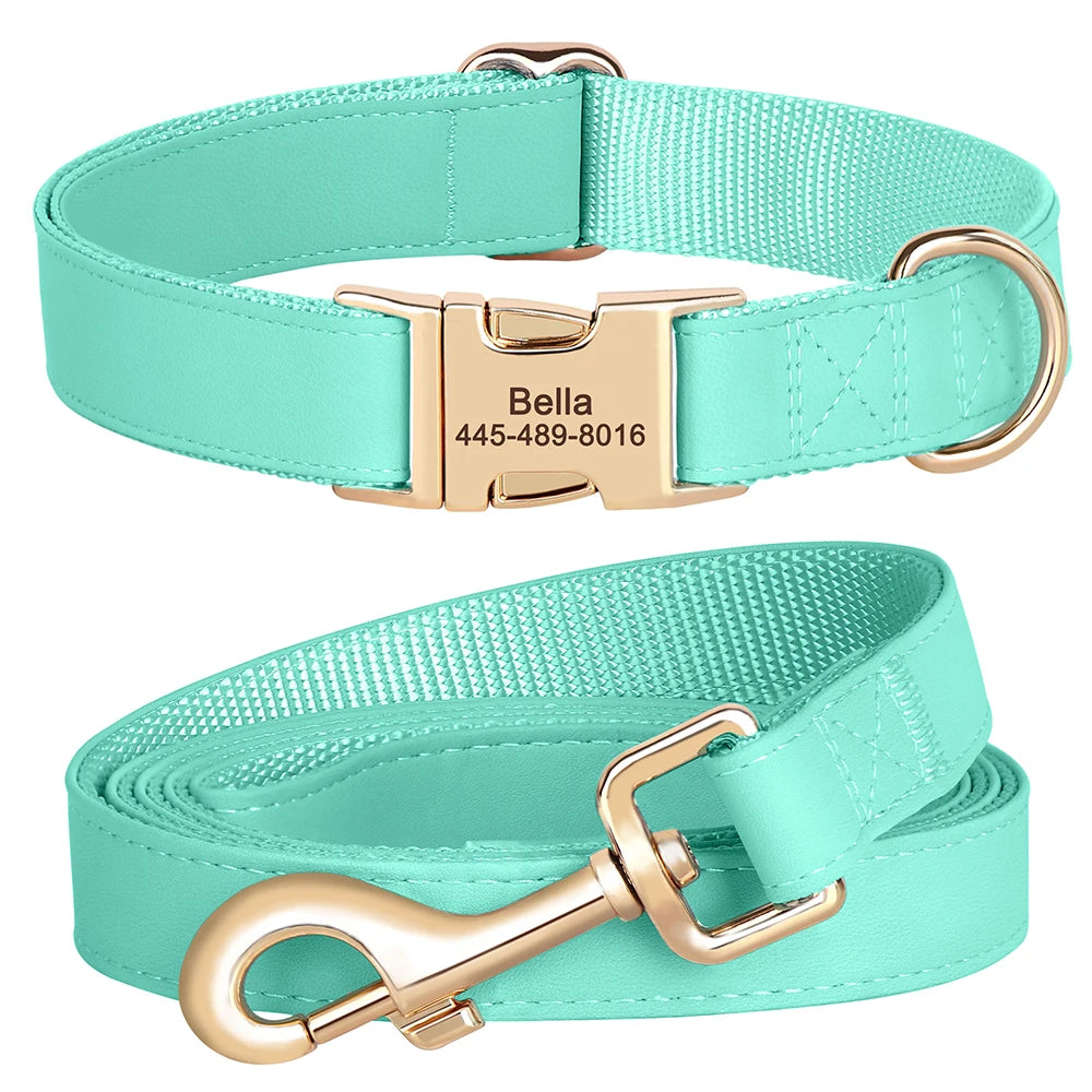 Ensemble de harnais et de laisse personnalisés pour chiens en cuir PU – Attaches individuelles avec ceinture pour petits et grands chiens 