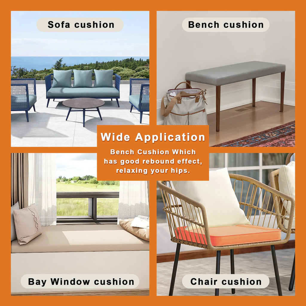 Maßgefertigtes Leder Bankkissen – Rutschfestes Sitzpolster mit dicker Schaumfüllung für Innenmöbel