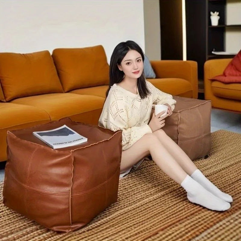 Light Luxury PU Leder Tatami Sitzkissen – Faltbares Boden-Sitzkissen im marokkanischen Stil, ungefüllt & platzsparend für Wohnzimmer