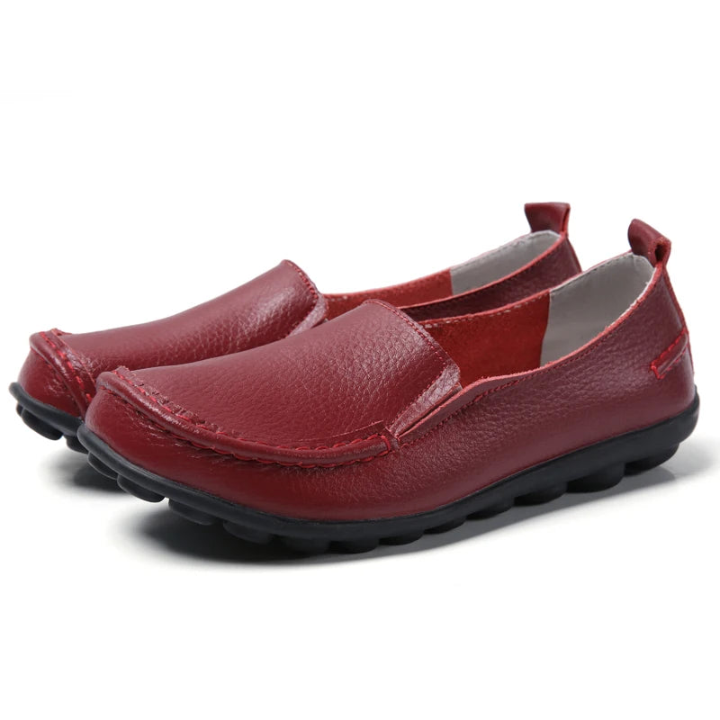 HAJINK Damen Flats 2024 – Weiche Slip-On Loafers aus echtem Leder, elegante Moccasins für Alltag & Freizeit, Plus Size