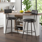 Barhocker aus PU-Leder mit hoher Rückenlehne – Moderner Küchen- & Esszimmer Barstuhl mit rutschfesten Metallbeinen