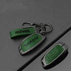 Étui de clé de voiture haut de gamme avec revêtement métallique et cuir pour Great Wall Haval – Étui de clé pour H6 (2024), H9 (2024), F7x, H5, H3, H2, M6 et plus