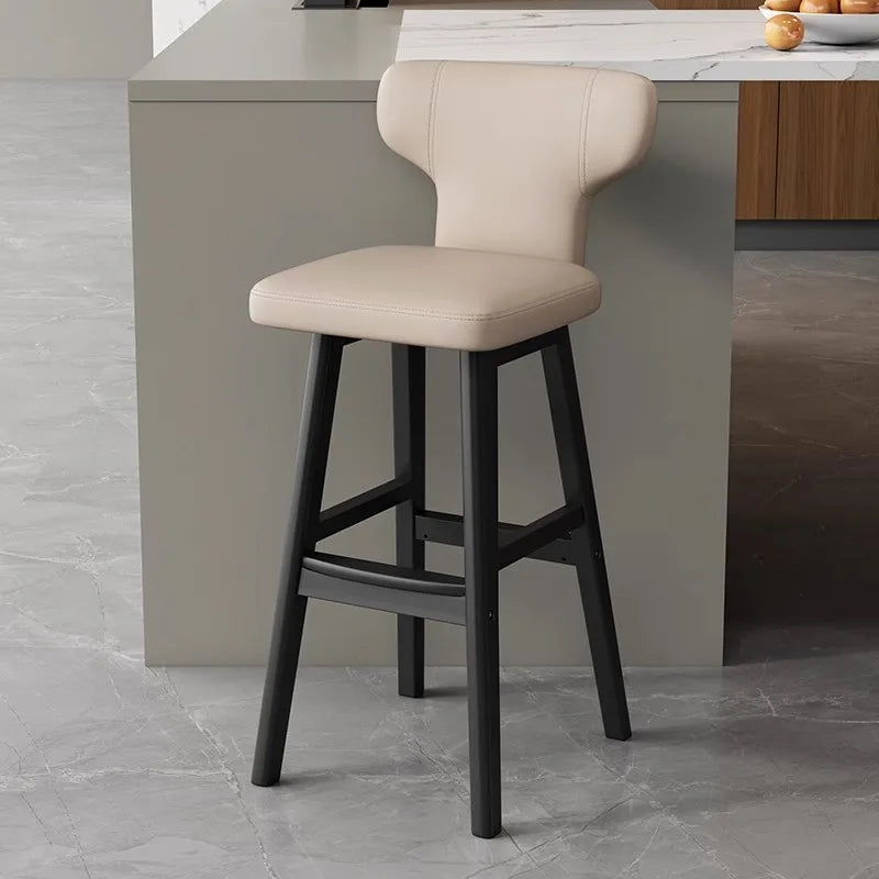 Luxus Barhocker aus Leder & Holz – Moderner minimalistischer Design-Barstuhl im italienischen Stil für Restaurant, Bar & Theke