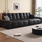Luxus Sofa in Schwarz aus Echtleder – Italienisch inspiriertes, modernes Designer-Sofa mit Massivholzrahmen