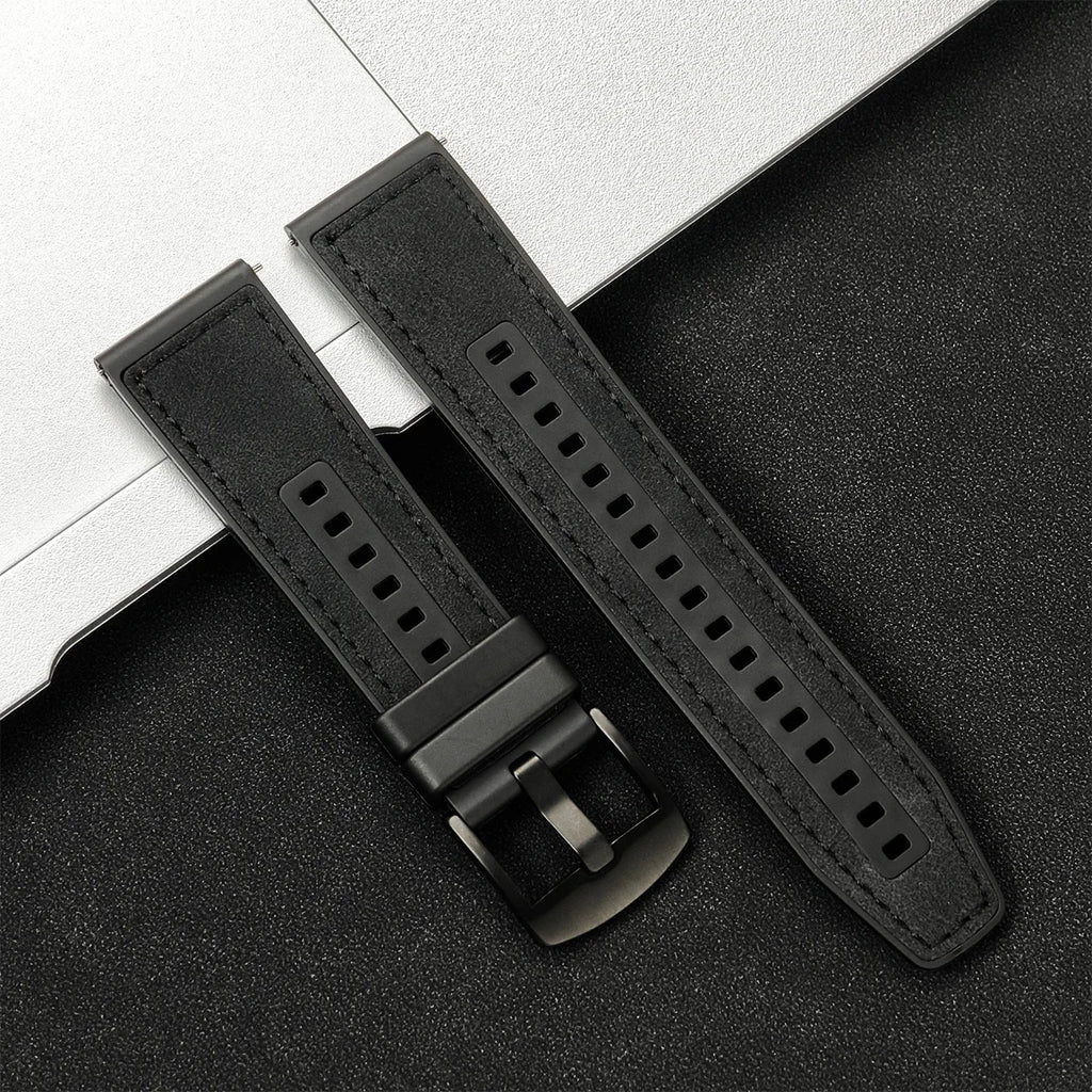 Brazalete de cuero vintage de 20 mm y 22 mm para Samsung Galaxy Watch 4–7 y Xiaomi Redmi Watch – Brazalete clásico para reloj inteligente con diseño dorado 