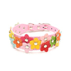 Blumen Hunde- & Katzenhalsband aus PU-Leder – Leichtes, verstellbares Flower Pet Collar für Welpen, kleine & mittelgroße Hunde