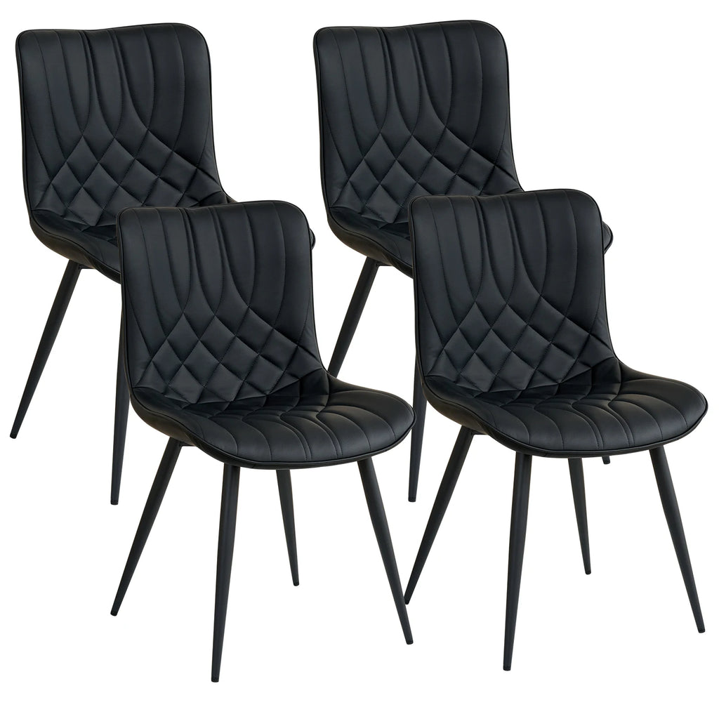 Esszimmerstühle 4er-Set aus Kunstleder – Gepolsterte Dining Chairs im gesteppten Retro-Design mit Metallbeinen, modern & luxuriös