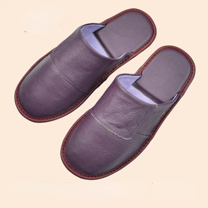 XIHAHA Leder Hausschuhe Herbst/Winter – Pantoufle d'intérieur unisexe aus echtem Rindsleder, bequem &amp; schlicht, bis Größe 46 