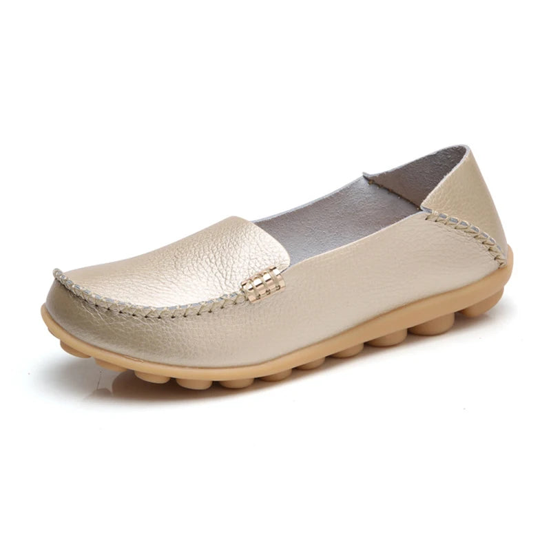 KUIDFAR Damen Flats 2024 – Bequeme Slip-On Loafers aus echtem Leder, Soft Moccasins für Alltag und Freizeit, Plus Size