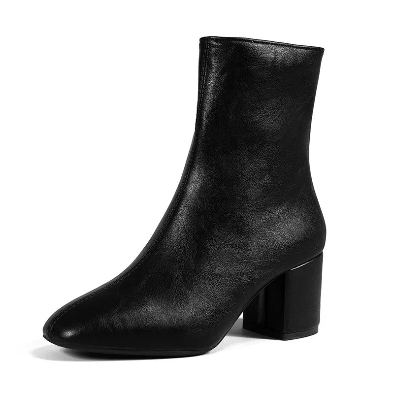 Bottines pour femmes avec Reißverschluss – Modische Kurzstiefel mit Blockabsatz &amp; Plateau, Hochwertige Lederoptik, Größe 35–42 