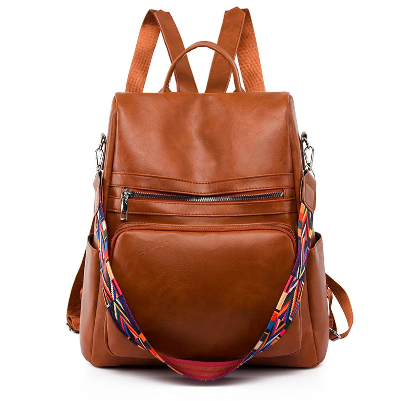 KMFFLY Damen Lederlook Rucksack Vintage – Hochwertiger Anti-Diebstahl Rucksack für Schule, Freizeit & Reisen, stilvolle Schultertasche für Frauen