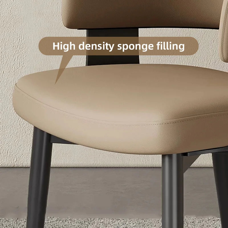 Moderne Leder-Esszimmerstühle mit umlaufender Rückenlehne – Elegante Luxus-Küchenstühle mit Stahlbeinen für Wohnzimmer, Café & Restaurant